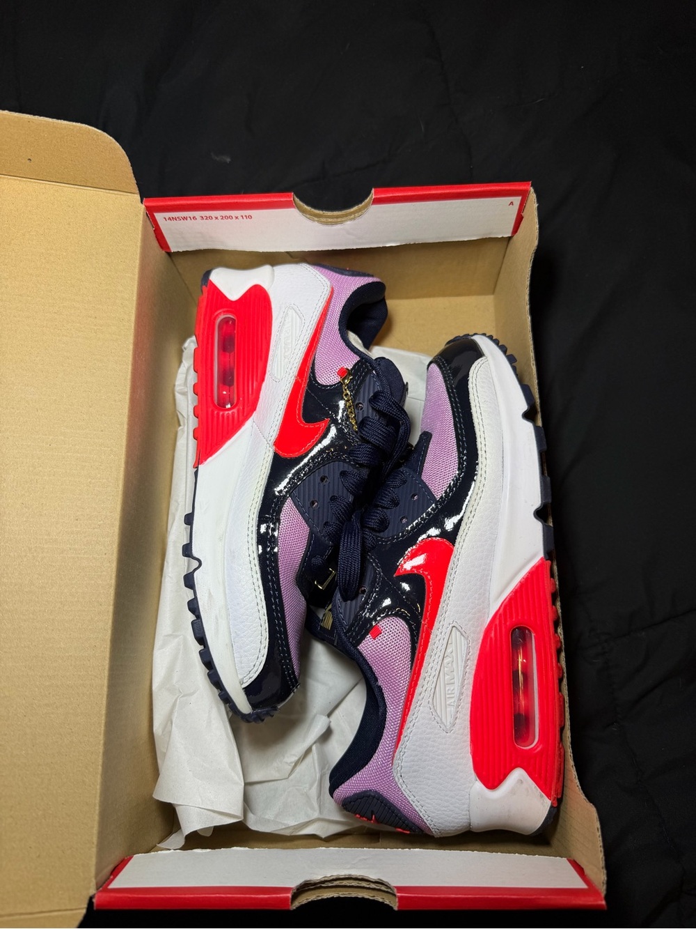 women’s nike air max 90 in White, Pink, Navy & Red